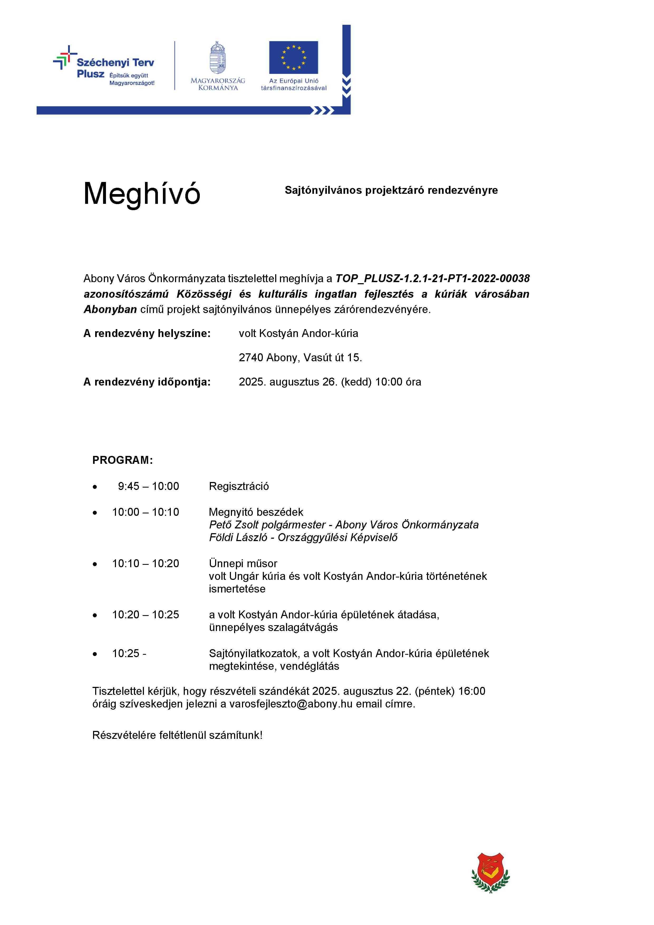 abony SZTP Meghivo Kostyán kúria1