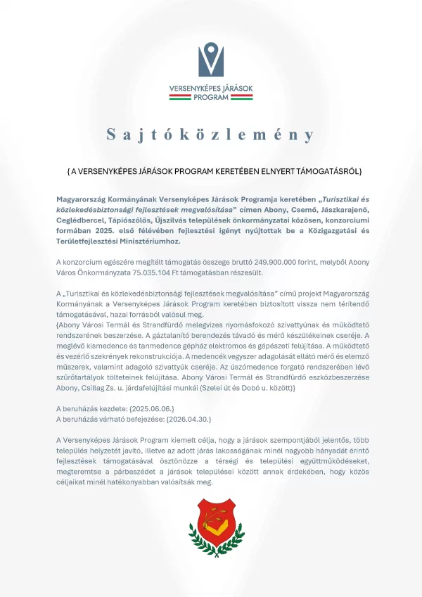 Sajtóközlemény- Versenyképes  járások