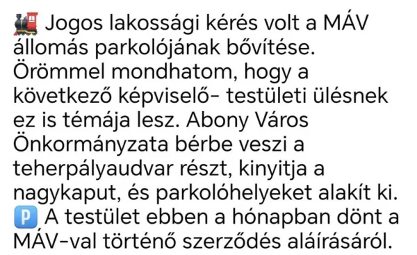 Fontos fejlemény a MÁV parkoló ügyében