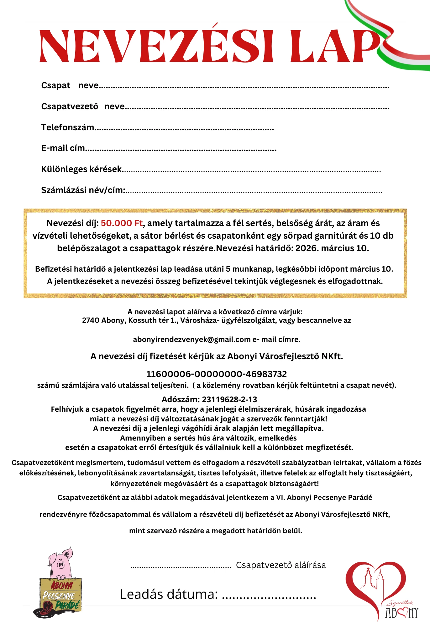 Csapatok nevezése 
