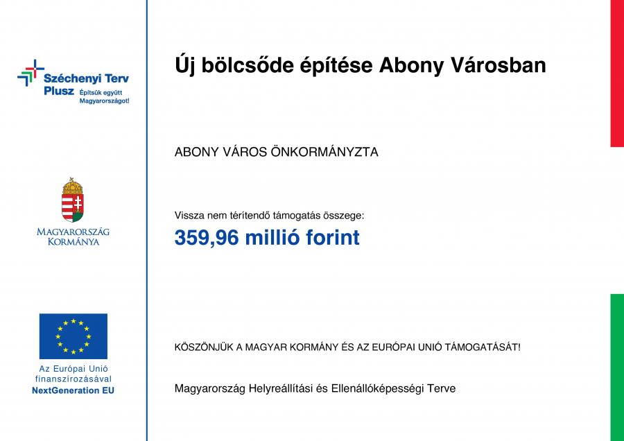 Új bölcsőde építése Abony Városban