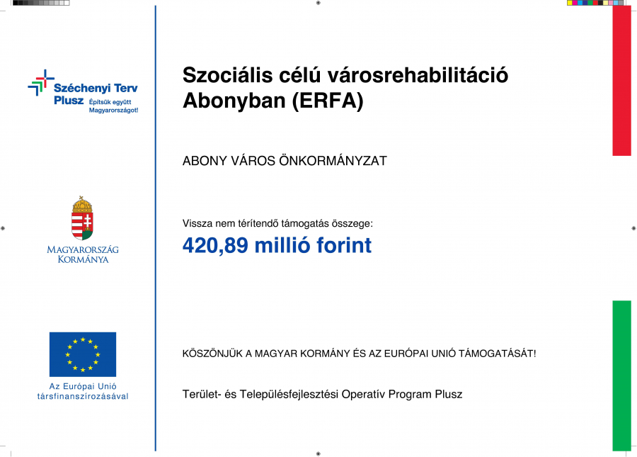 Szociális célú városrehabilitácó Abonyban (ERFA)