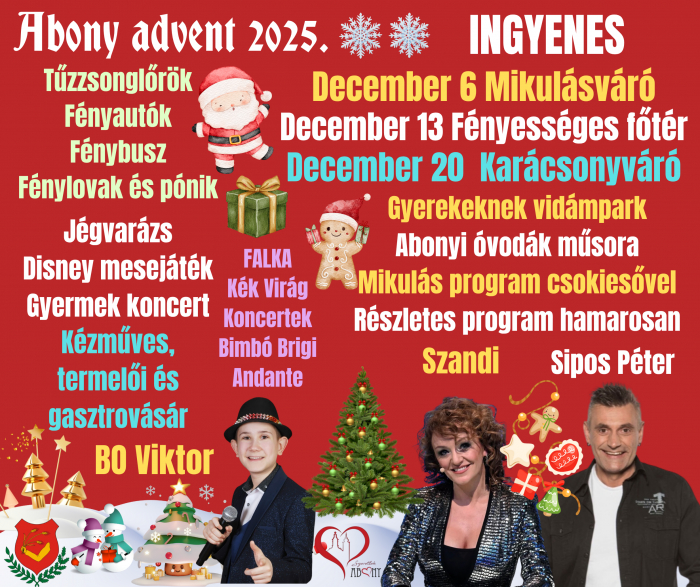 Adventi programok szombatonként Abonyban