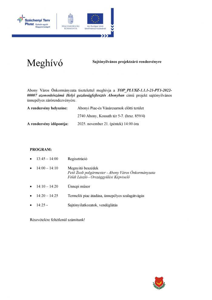 Meghívó projektzáró rendezvényre