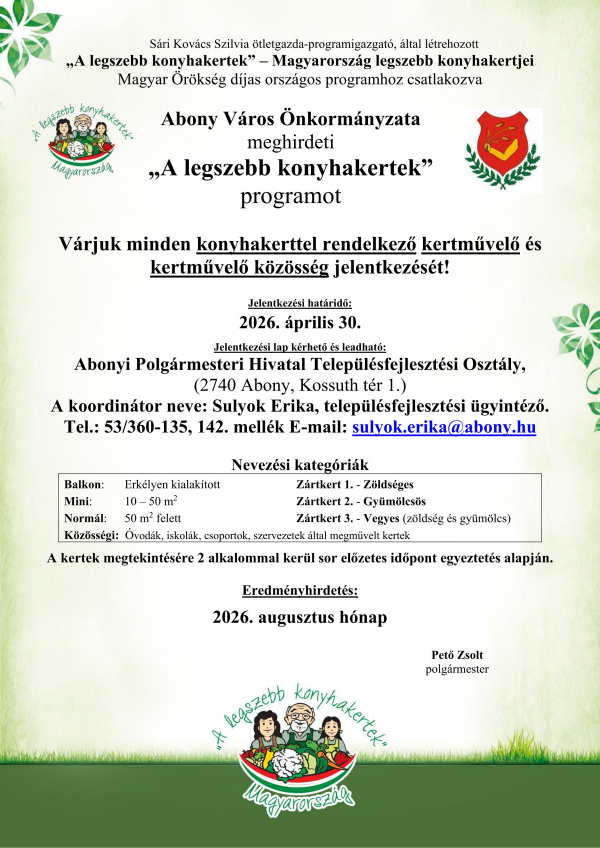 Legszebb konyhakertek pályázat