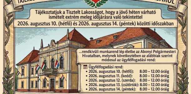 Ügyfélfogadási rend a Polgármesteri Hivatalban