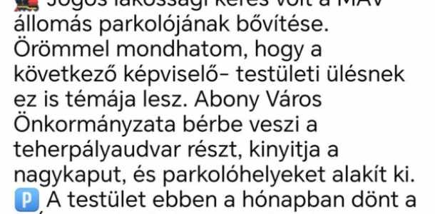 Fontos fejlemény a MÁV parkoló ügyében