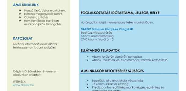 DAKÖV óraleolvasó álláslehetőség